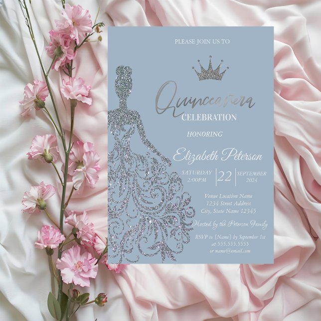 Invitation Couronne de soirée en Glitter Argentée Robe Bleu P (Créateur téléchargé)