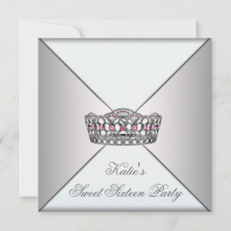 Invitation Couronne de soirée Sweet Sixteen rose et ivoire