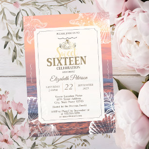 Invitation Couronne de strass Tiara Paillettes Bokeh Ombre Do