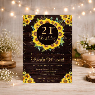Invitation Couronne de tournesols rustiques à l'aquarelle pou