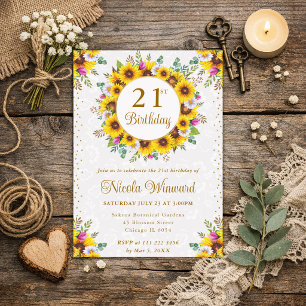 Invitation Couronne de tournesols rustiques à l'aquarelle pou
