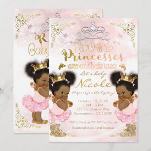 Invitation Couronne de Tutu de Princesse Ethnique pour Jumell