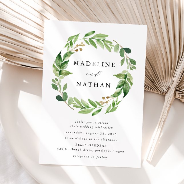 Invitation Couronne de verdure à l'aquarelle (Créateur téléchargé)