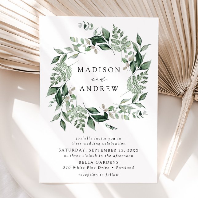 Invitation Couronne de verdure abondante pour mariage (Créateur téléchargé)
