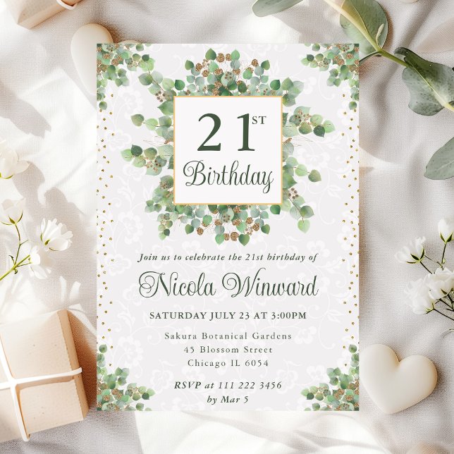 Invitation Couronne de verdure d'eucalyptus à l'aquarelle pou (Créateur téléchargé)