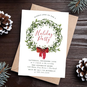 Invitation Couronne de verdure et de snowberry aquarelle pour