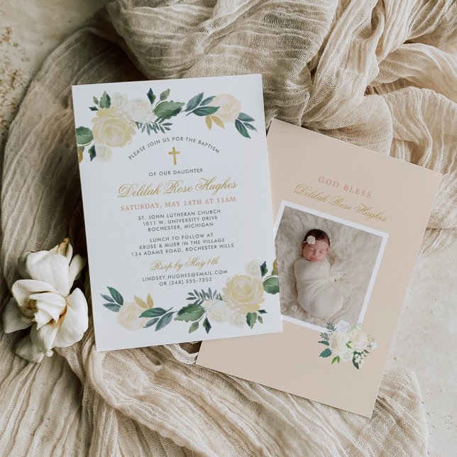 Invitation Couronne de verdure florale élégante aquarelle bap (Créateur téléchargé)