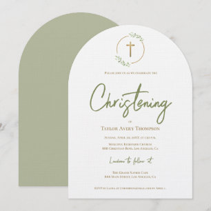 Invitation Couronne de verdure personnalisée pour baptême cro