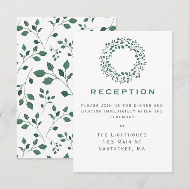 Invitation Couronne de verdure rustique | Carton d'invitation (Devant / Derrière)