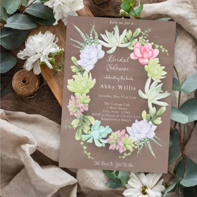 Invitation Couronne de verdure succulente pour la douche de l (Créateur téléchargé)