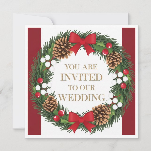Invitation Couronne d'invitation de mariage de Noël (Devant)