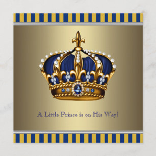 Invitation Couronne d'or bleu Petit Prince Baby Shower