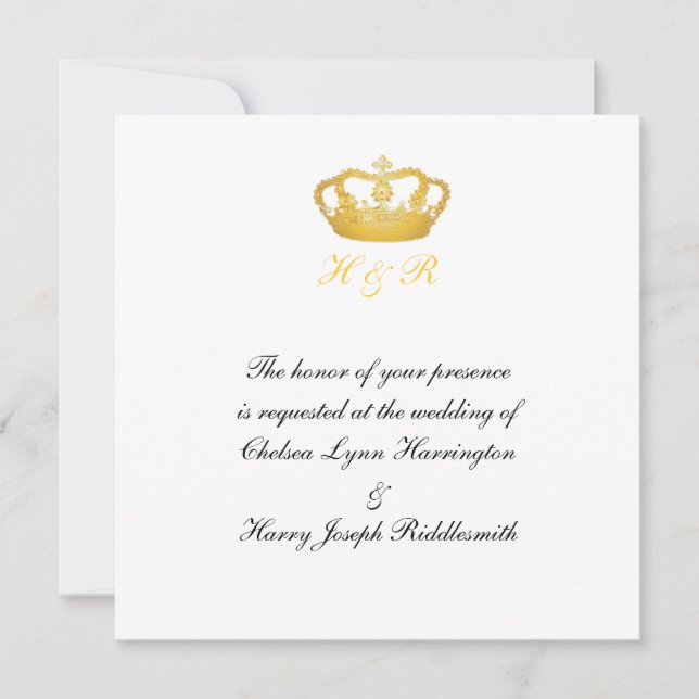 Invitation Couronne d'Or de Mariage Royal (Devant)