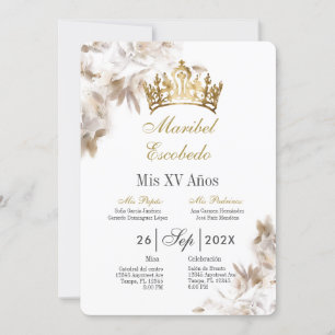 Invitation Couronne d'or quinceañera