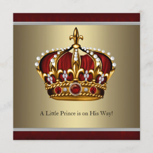 Invitation Couronne d'or rouge Little Prince Garçon Baby Show