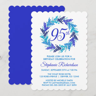 Invitation Couronne élégante bleu royal pour fête d'anniversa