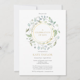Invitation Couronne élégante de verdure dorée Célébration de