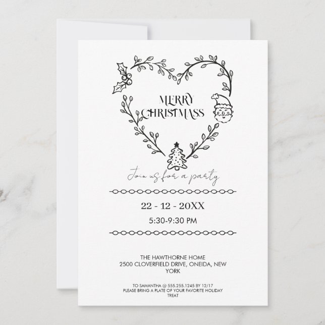 Invitation Couronne élégante en noir et blanc (Devant)