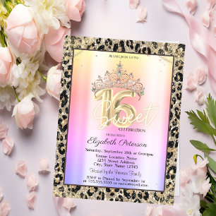 Invitation Couronne élégante impression léopard colorée Sweet