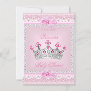 Invitation Couronne en argent et gemme rose pour bébé princes