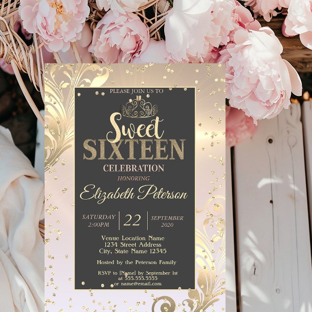 Invitation Couronne en or douce diamants 16 fête (Créateur téléchargé)