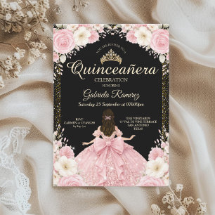 Invitation Couronne en or et noir aquarelle avec un diadème r