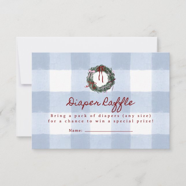 Invitation Couronne en vichy bleu Diaper raffle  (Devant)