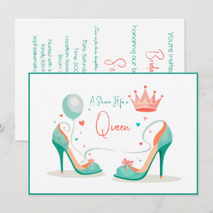 Invitation Couronne et talons hauts - Thème rose et menthe gl