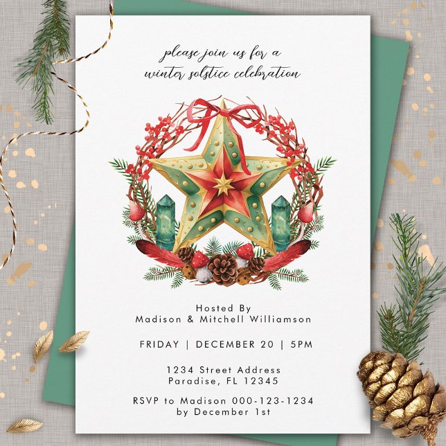 Invitation Couronne étoilée du solstice d'hiver Fêtes de Noël (Créateur téléchargé)