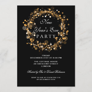 Invitation Couronne festive de la Saint-Sylvestre en or