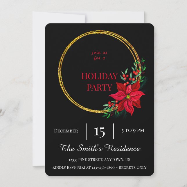 Invitation Couronne festive fête de Noël Élégante Mignonne (Devant)