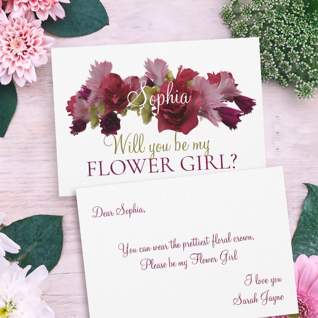 Invitation Couronne Fleurie de Bourgogne pour Demoiselle d'Ho (Will you be my Flower Girl card with space for your Flower Girl proposal message)