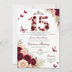 Invitation Couronne Fleurie Rouge de Bourgogne Espagnole Swee