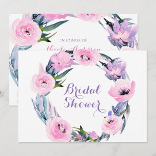 Invitation Couronne florale aquarelle Élégant Shower de maria