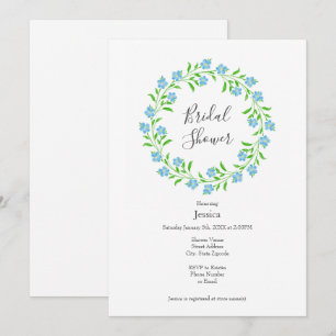 Invitation Couronne florale aquarelle Forget Me Nots