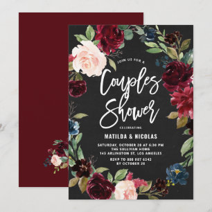 Invitation Couronne florale automnale sur tableau noir pour l