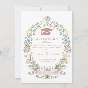 Invitation Couronne florale classique pour la remise des dipl