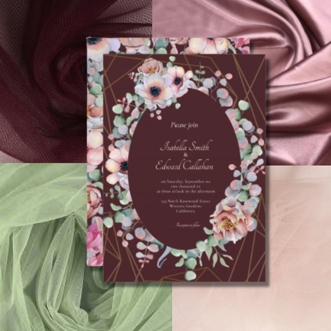 Invitation Couronne florale d'anémone rose élégante pour mari (Créateur téléchargé)