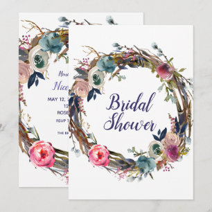 Invitation Couronne florale de bâtons rustiques Mariage moder