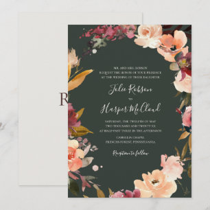 Invitation Couronne florale de Bourgogne   Mariage traditionn