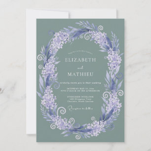 Invitation Couronne florale de lavande sauge pour mariage