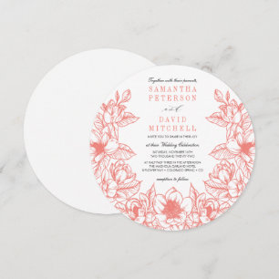 Invitation Couronne florale de Magnolia   Corail   MARIAGE