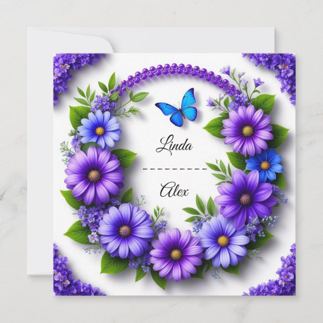Invitation Couronne florale de mariage (Devant)