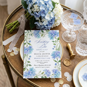 Invitation Couronne florale de mariée avec hydrangeas bleus