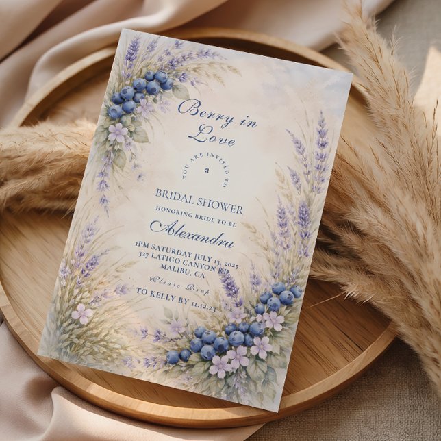 Invitation Couronne florale de myrtille romantique pour la do (Créateur téléchargé)