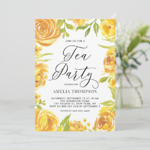 Invitation Couronne florale de pivoine et de rose jaune pour