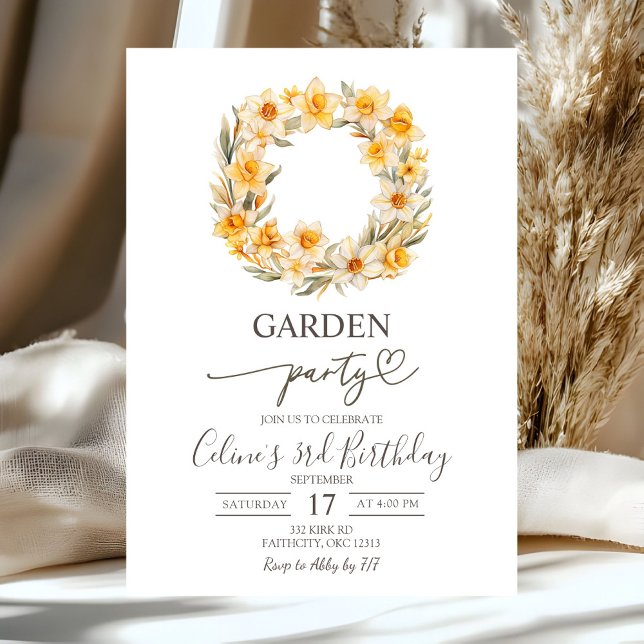 Invitation Couronne florale de printemps avec jonquilles pour (Créateur téléchargé)