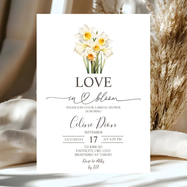 Invitation Couronne florale de printemps jonquille Amour en f (Créateur téléchargé)