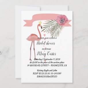 Invitation Couronne florale délicate, flamants roses,