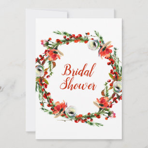 Invitation Couronne florale hivernale rustique Mariage modern